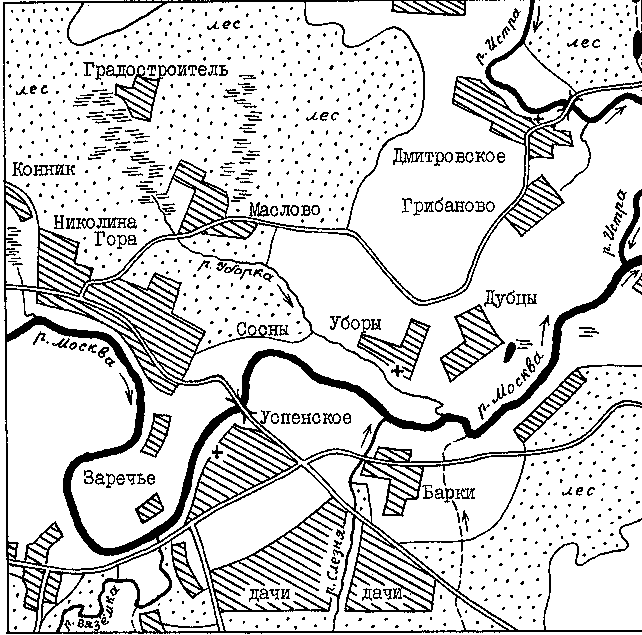 Карта ближайших окрестностей Николиной Горы